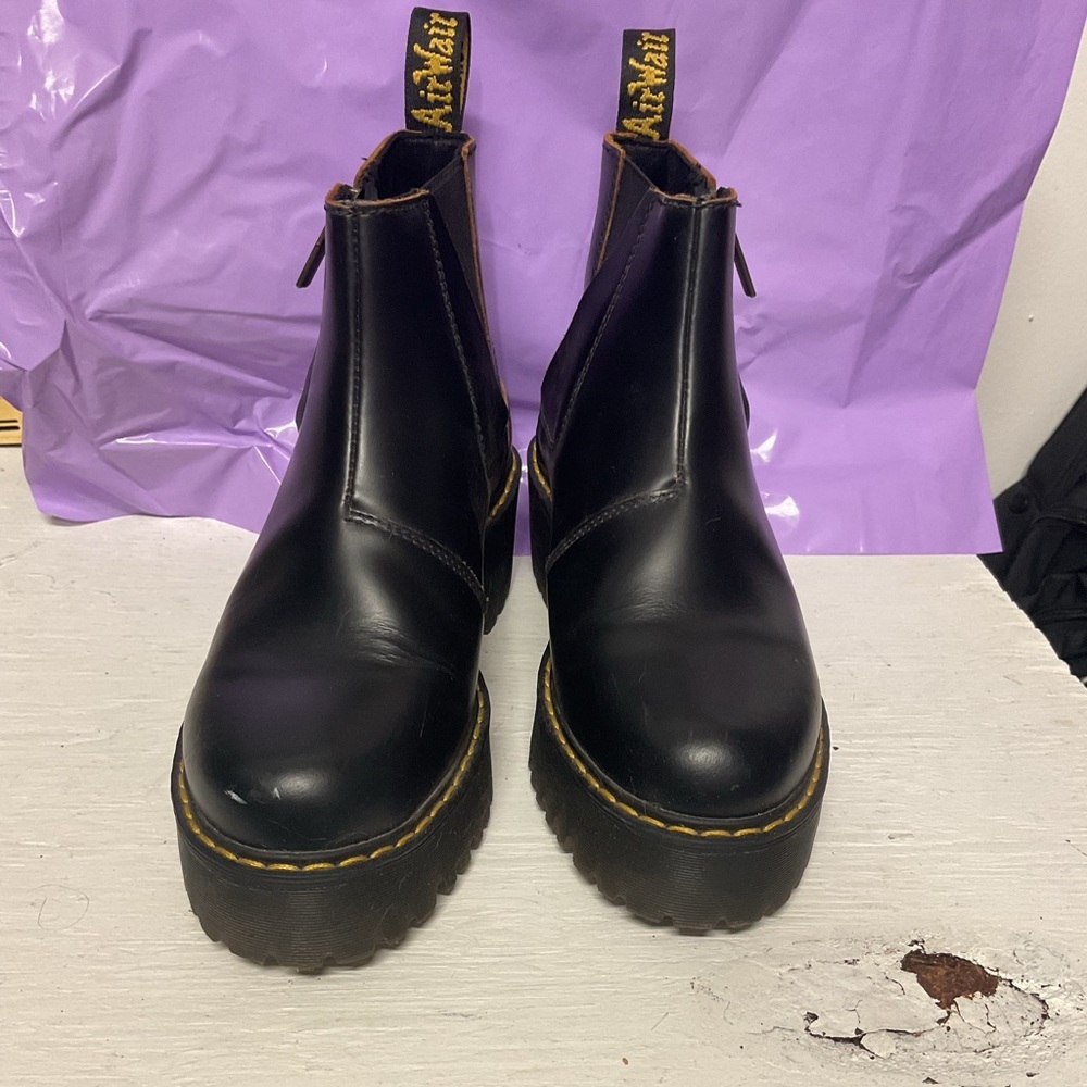 DR MARTENS | ROMETTY II CHELSEA BOOTS US 6 Black Leather Platform Boots - Picture 10 of 11